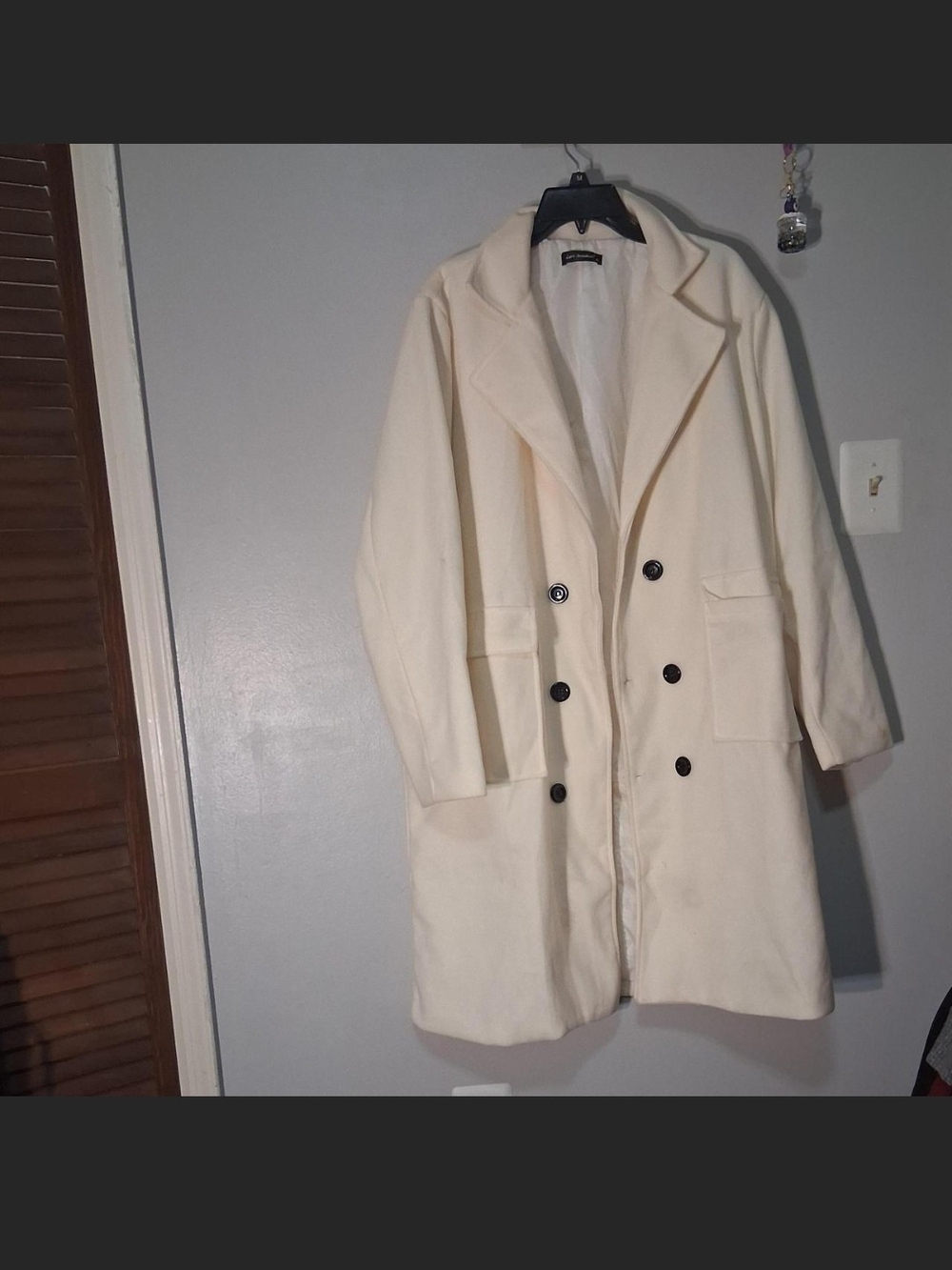 Men's Cream Double-Breasted Pea Coat